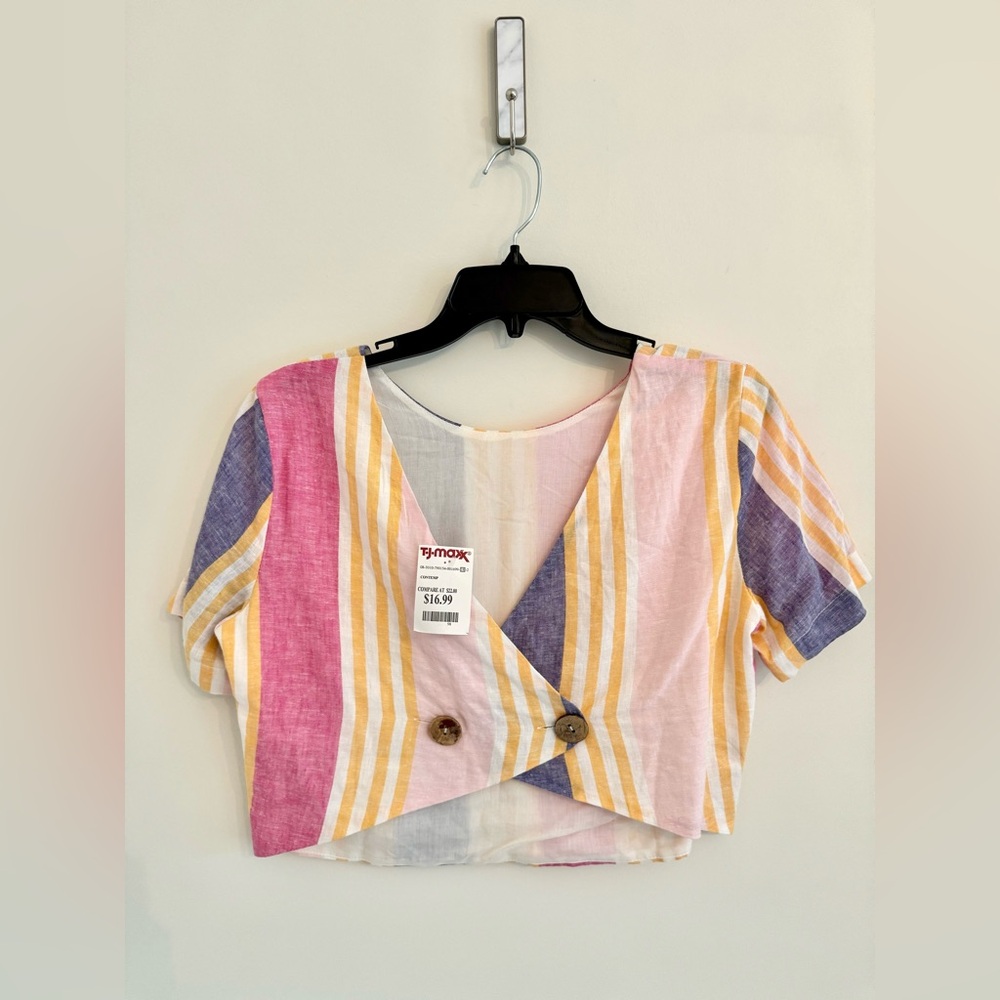 Line & Dot striped crop top